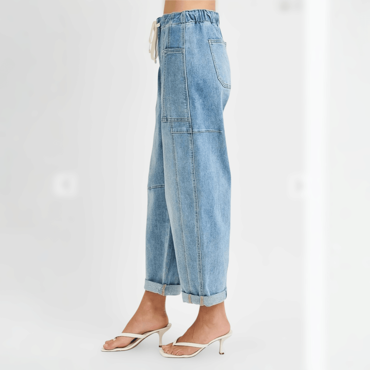 RISEN Slouchy Crop Barrel Cuffed Jeans