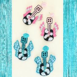 2 Tiered Winged Guitar Beaded Earrings (2 Colors) - 260 Broadway Boutique