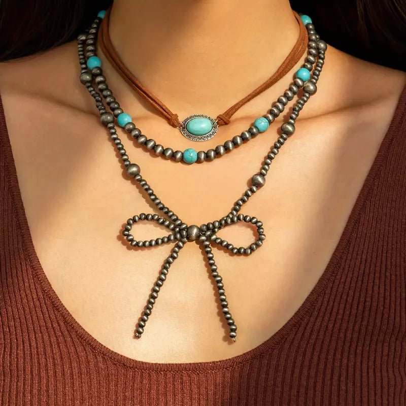 3pcs Bohemian Turquoise Beaded Necklace Set - 260 Broadway Boutique