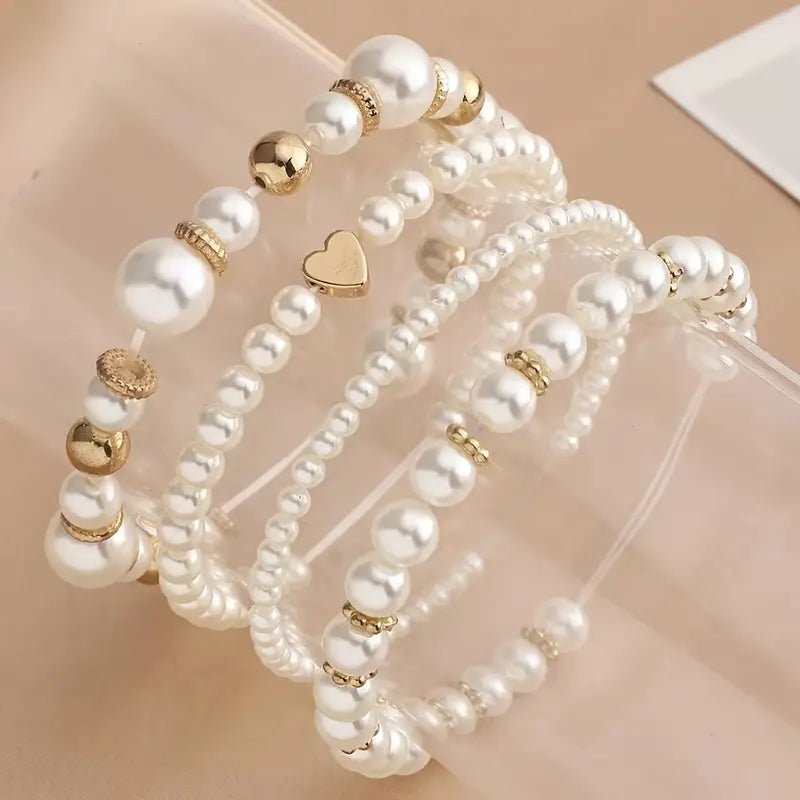 4pc Set of Simple Pearl Fashion Bracelet - 260 Broadway Boutique
