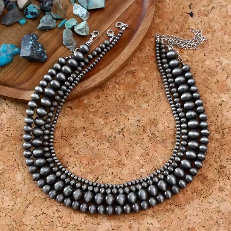 4pcs Western Turquoise Mixed Beaded Necklaces - 260 Broadway Boutique
