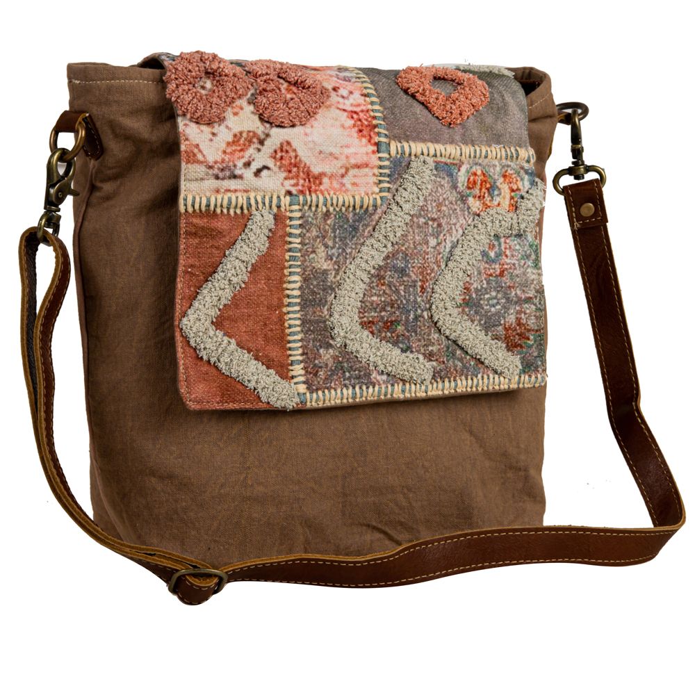 Myra Brick and Stitch Hairon Crossbody Bag