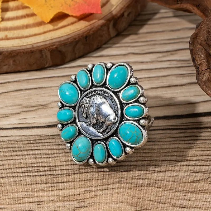 Accented Turquoise Buffalo Ring - 260 Broadway Boutique