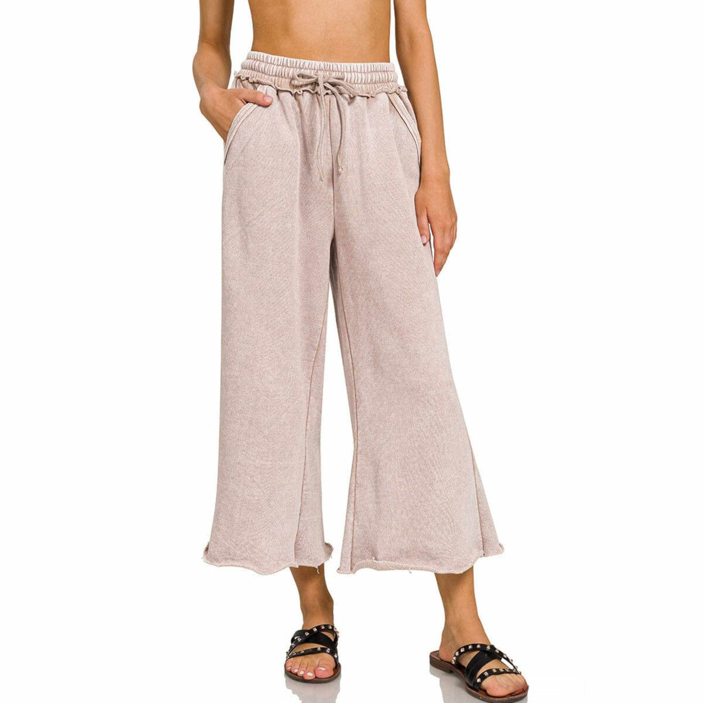 Acid Washed Palazzo Sweatpants w/Pockets (5 Colors Available) - 260 Broadway Boutique