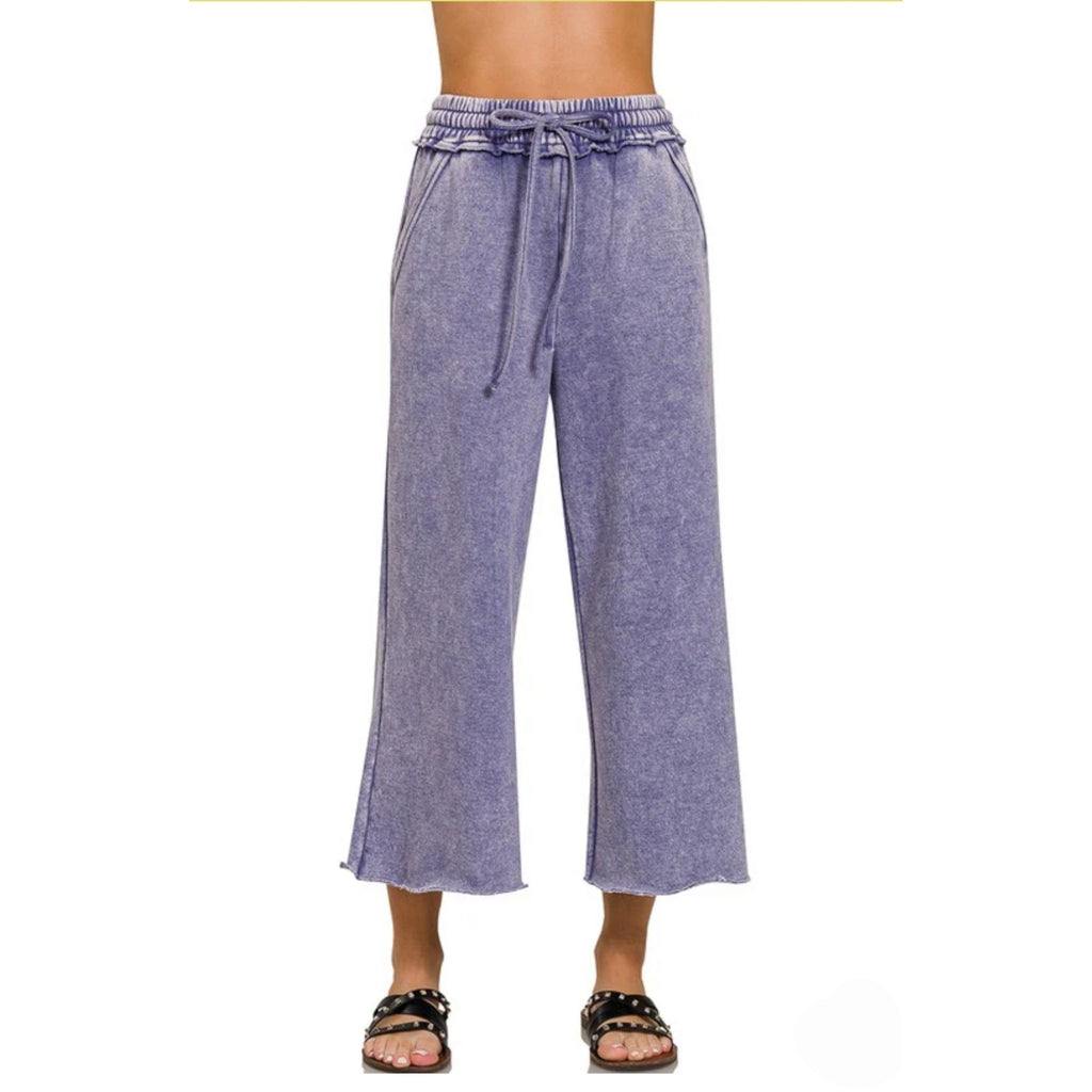 Acid Washed Palazzo Sweatpants w/Pockets (5 Colors Available) - 260 Broadway Boutique