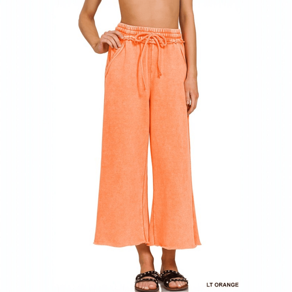 Acid Washed Palazzo Sweatpants w/Pockets (5 Colors Available) - 260 Broadway Boutique