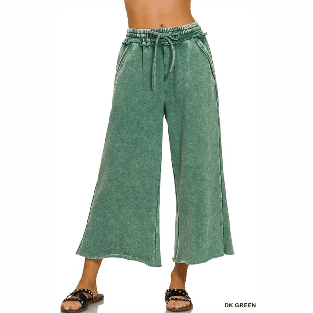 Acid Washed Palazzo Sweatpants w/Pockets (5 Colors Available) - 260 Broadway Boutique