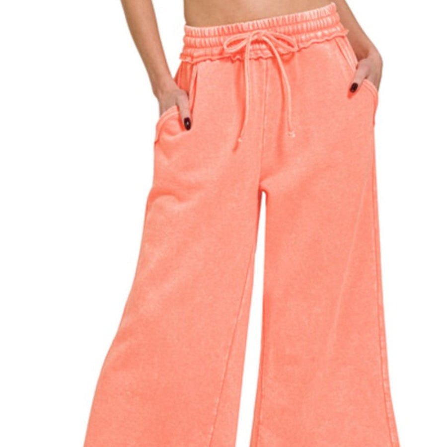 Acid Washed Palazzo Sweatpants w/Pockets (Multiple Colors Available) - 260 Broadway Boutique