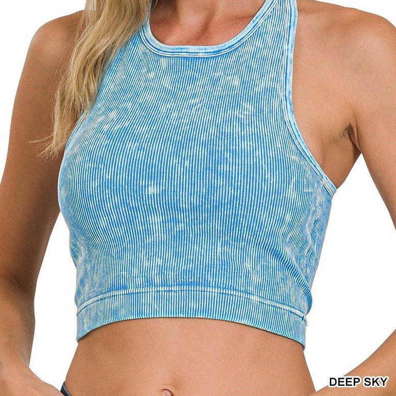 Acid Washed Seamless Cropped Tank - 260 Broadway Boutique