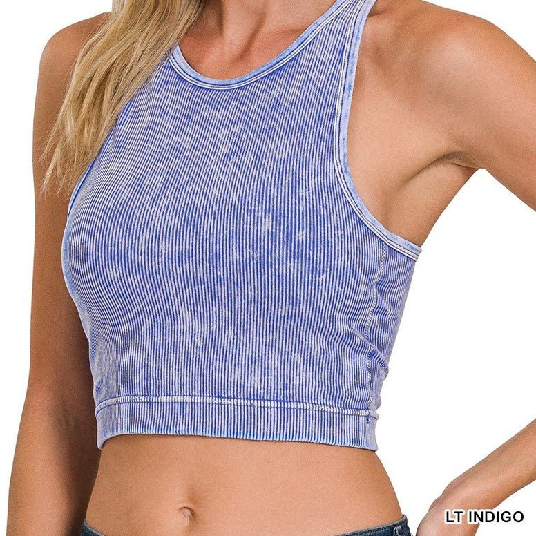 Acid Washed Seamless Cropped Tank - 260 Broadway Boutique