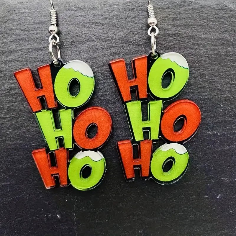 Acrylic HO HO HO Christmas Earrings - 260 Broadway Boutique