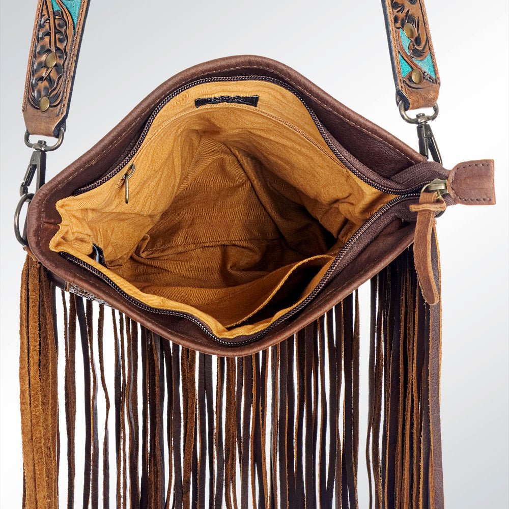 American Darling Hand - Tooled Cowhide Shoulder Bag - 260 Broadway Boutique