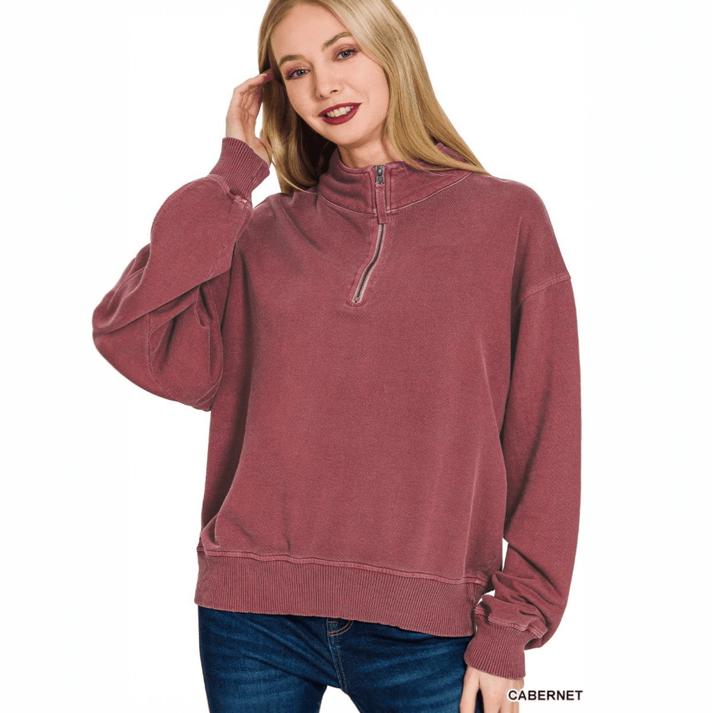 Around Town Half Zip Sweatshirt (multiple colors) - 260 Broadway Boutique