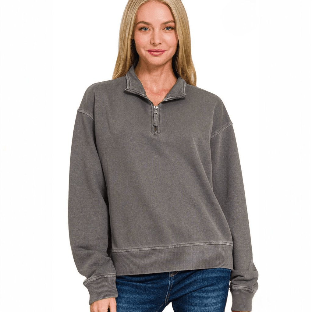 Around Town Half Zip Sweatshirt (multiple colors) - 260 Broadway Boutique