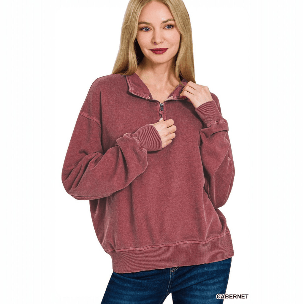 Around Town Half Zip Sweatshirt (multiple colors) - 260 Broadway Boutique