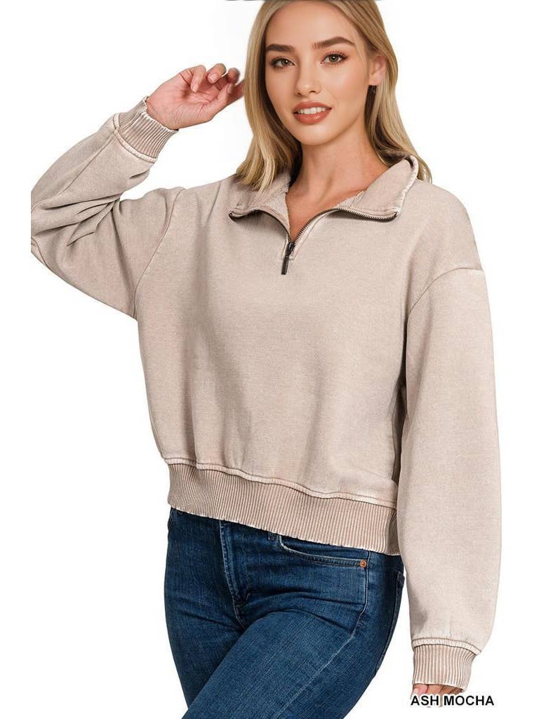 Around Town Half Zip Sweatshirt (multiple colors) - 260 Broadway Boutique