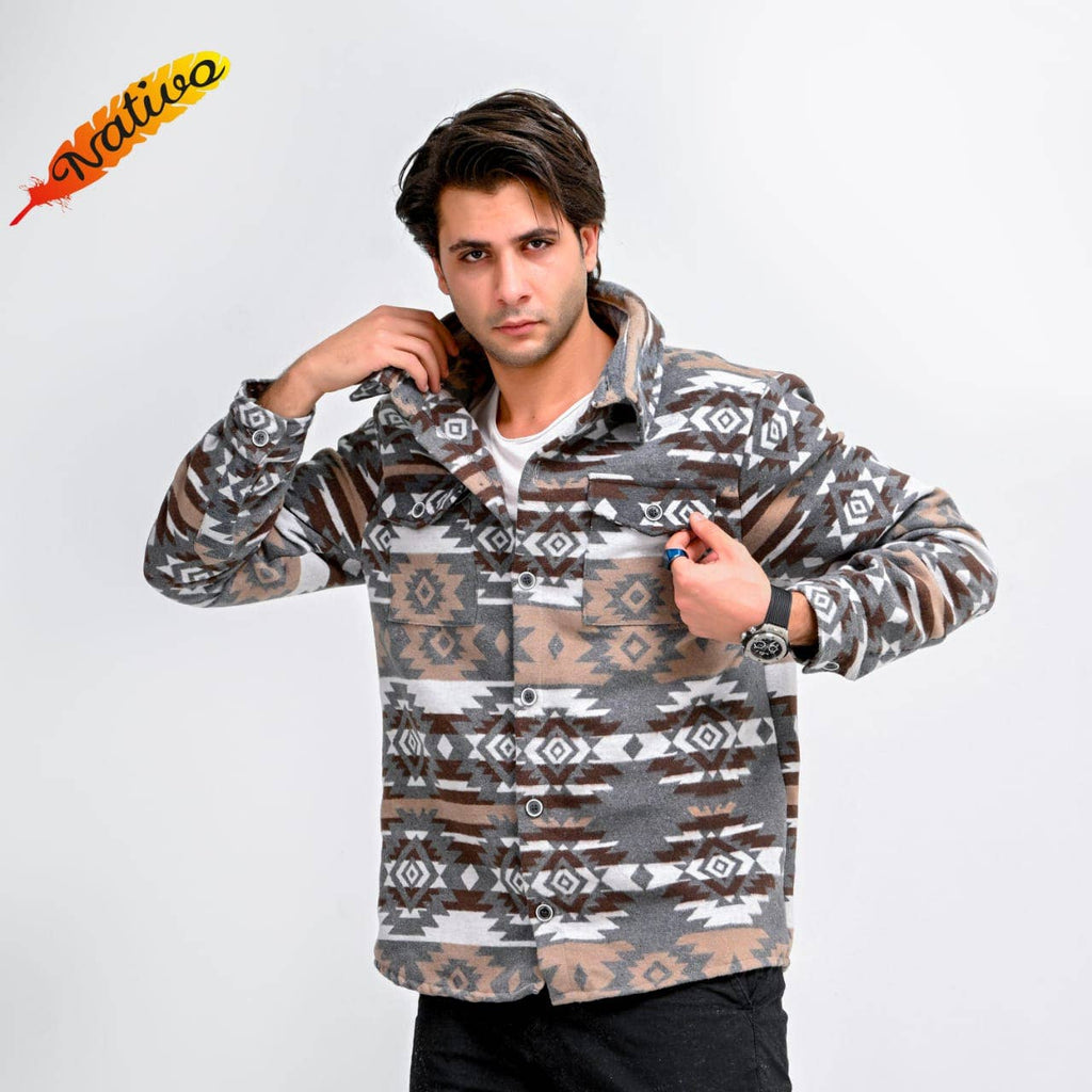 Aztec Button Up Shacket - 260 Broadway Boutique
