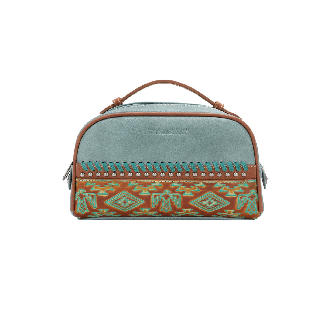 Aztec Tooled Collection Travel Pouch (4 Color Options) - 260 Broadway Boutique