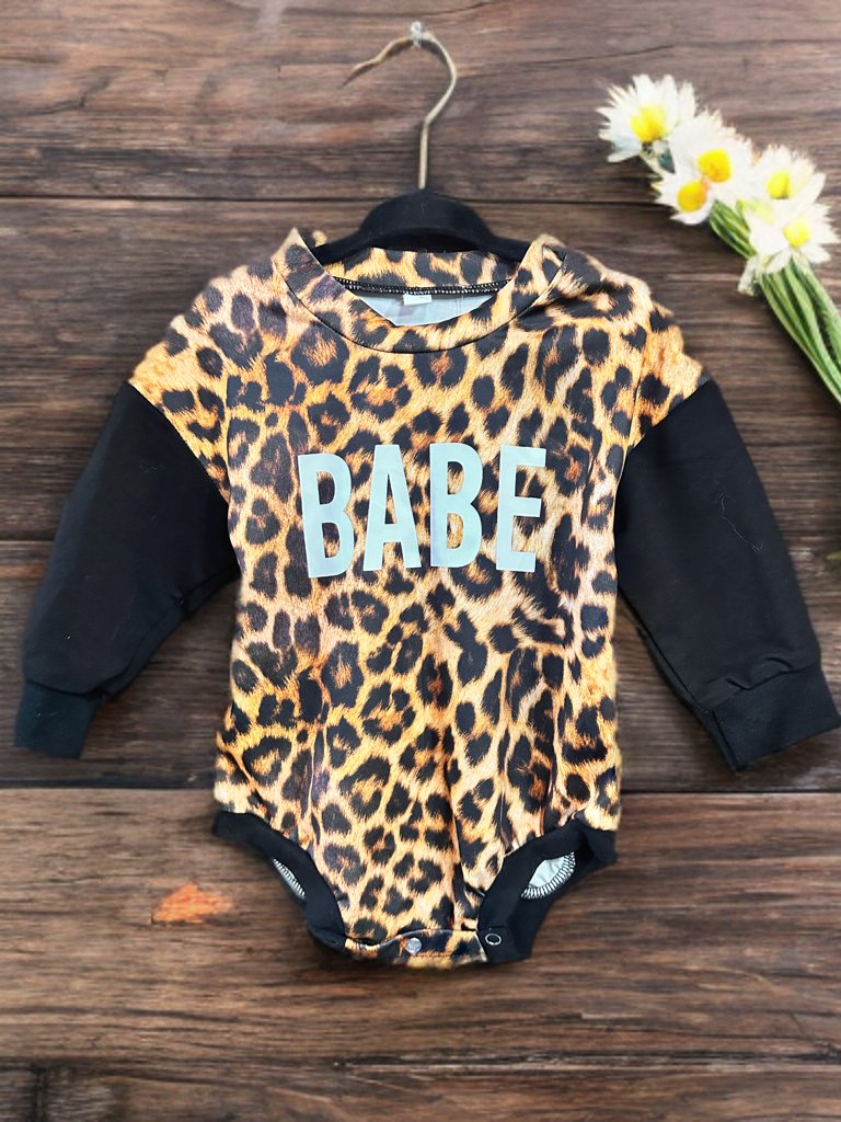 Babe Leopard Long Sleeve Romper - 260 Broadway Boutique