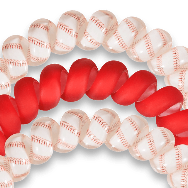 Baseball - Large Spiral Hair Coils, Hair Ties, 3 - pack - 260 Broadway Boutique