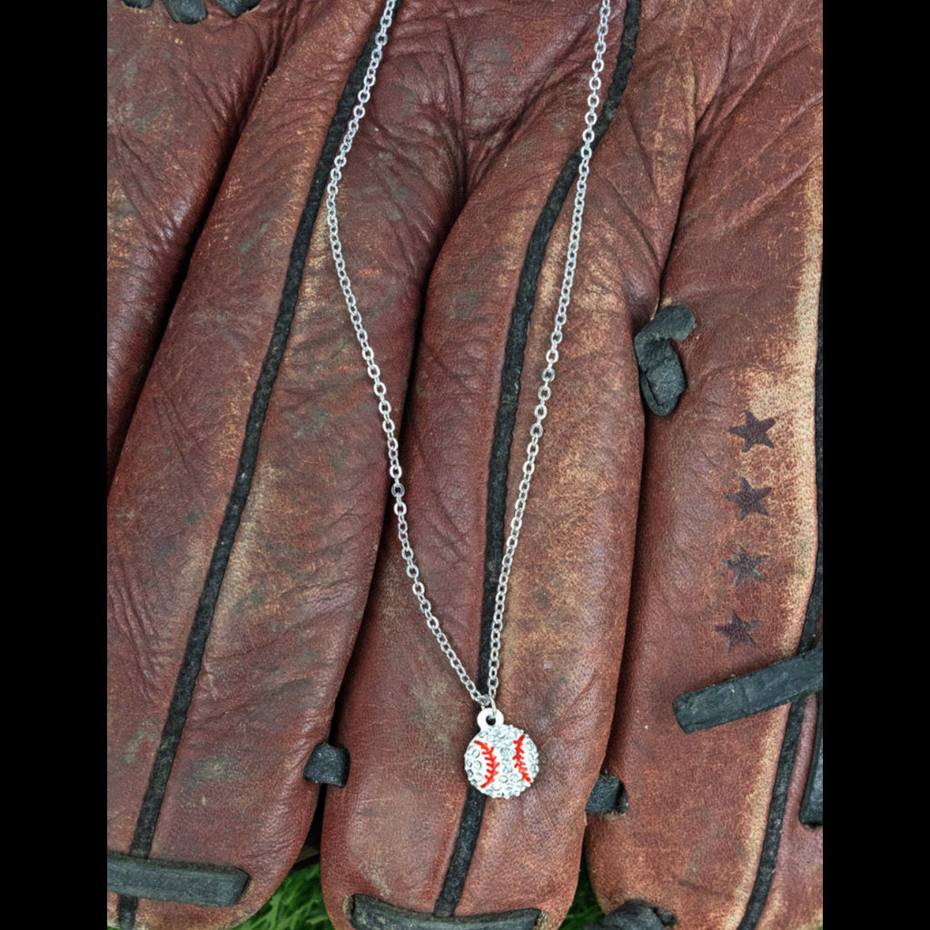 Baseball Silvertone Necklace - 260 Broadway Boutique