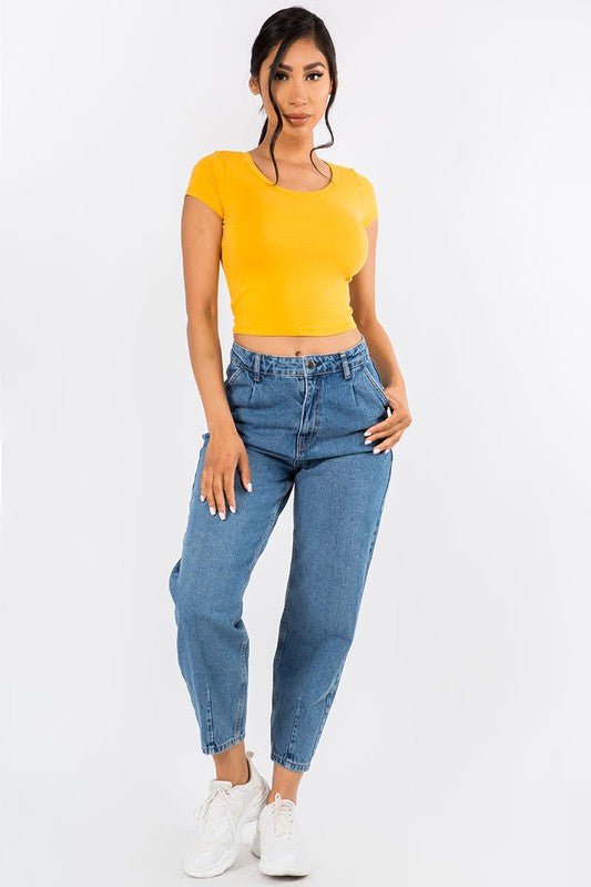 Basic Solid Color Crop Top Tee - 260 Broadway Boutique