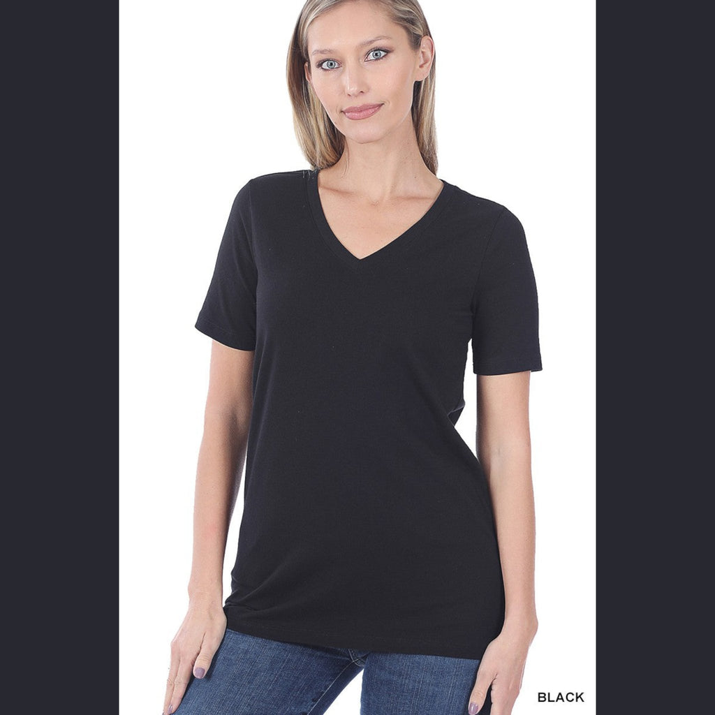 Basic V - neck Cotton Tee - 260 Broadway Boutique