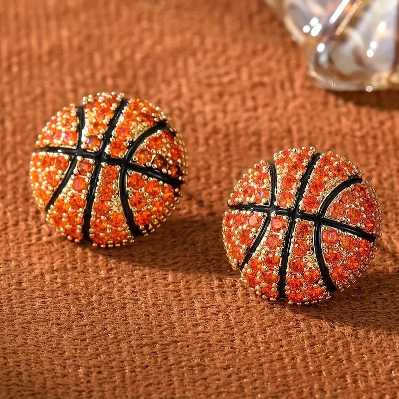 Basketball Bling Earrings - 260 Broadway Boutique