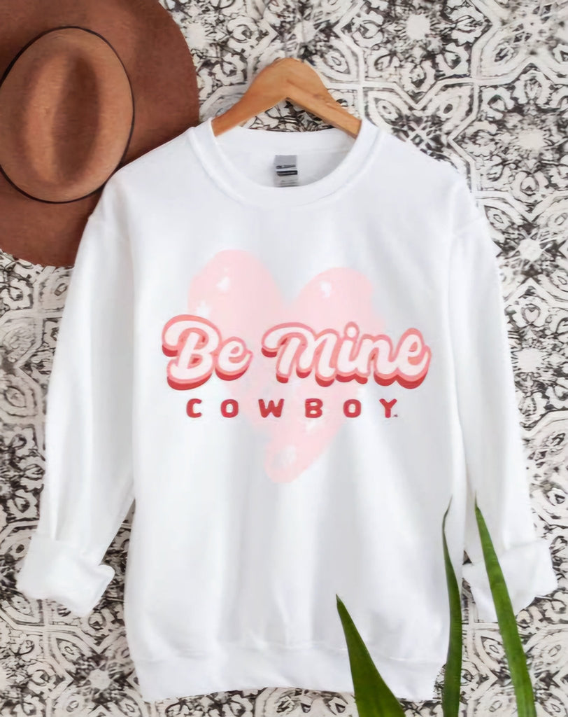 Be Mine Cowboy White Crewneck - 260 Broadway Boutique