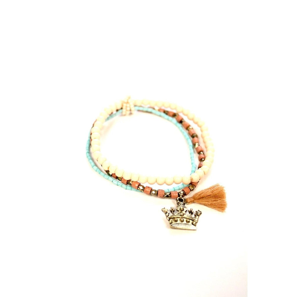 Beaded Bracelets With Crown Charm - 260 Broadway Boutique