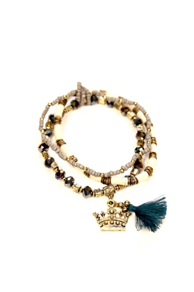 Beaded Bracelets With Crown Charm - 260 Broadway Boutique