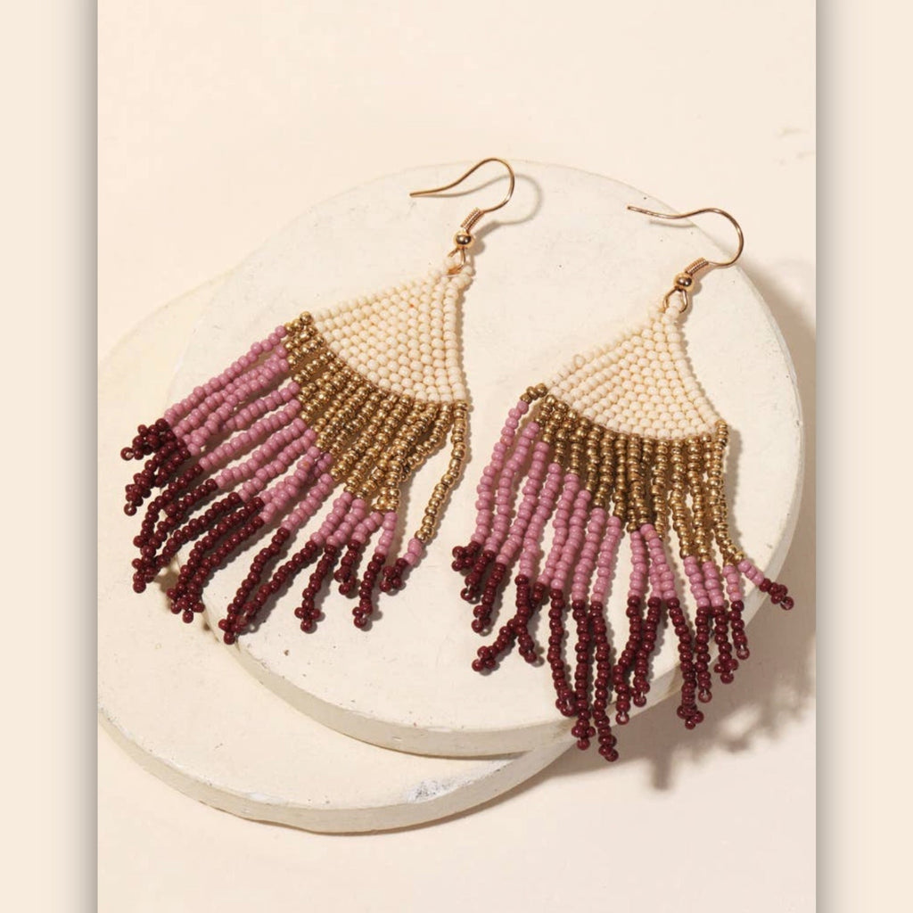 Beaded Fringe Earrings - 260 Broadway Boutique