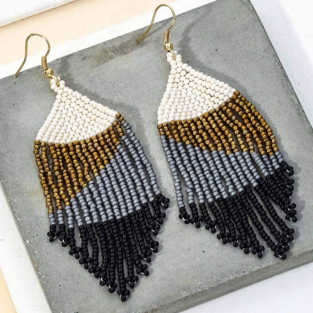 Beaded Fringe Earrings - 260 Broadway Boutique