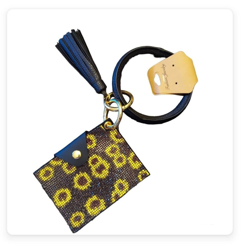 Bedazzled Coin/ID Wristlet Keychain - 260 Broadway Boutique