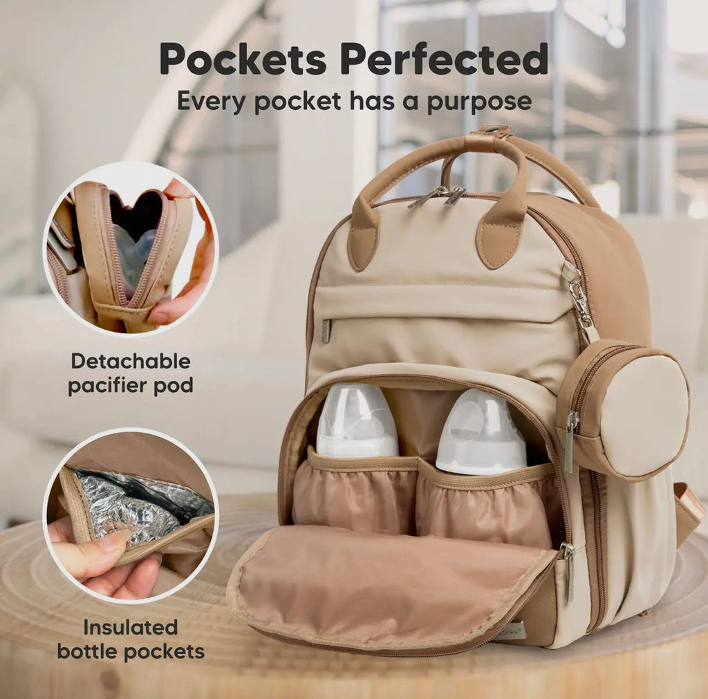 Beige Diaper Bag Back Pack - 260 Broadway Boutique