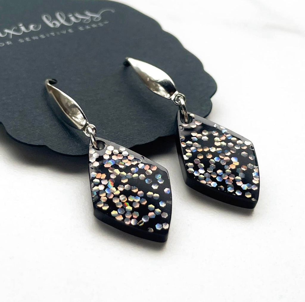 Black Glitz Girl Earring - 260 Broadway Boutique