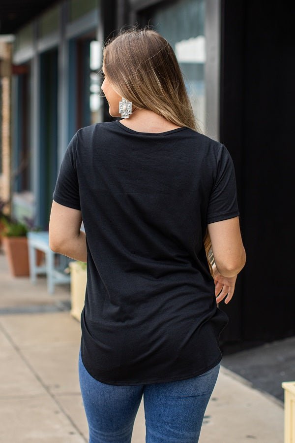 Black Top with Curved Hem - 260 Broadway Boutique