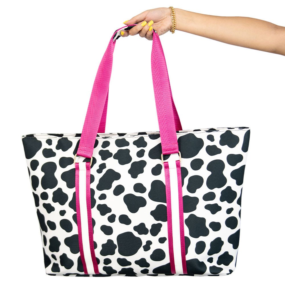 Black & White Cow Print Tote Bag - 260 Broadway Boutique