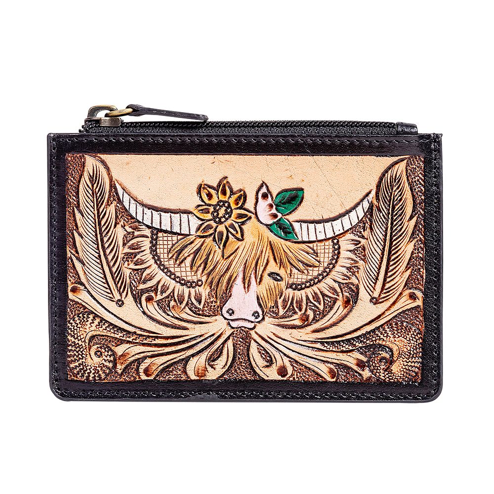 Bloomin' Steer Hand - tooled Credit Card Holder - 260 Broadway Boutique