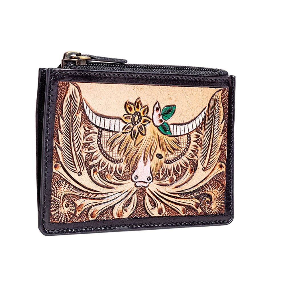 Bloomin' Steer Hand - tooled Credit Card Holder - 260 Broadway Boutique