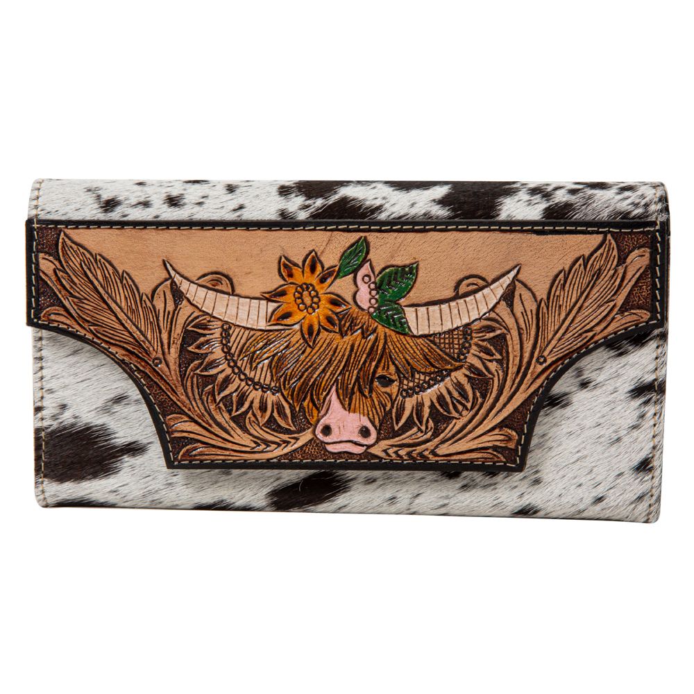 Bloomin’ Steer Hand - tooled Wallet - 260 Broadway Boutique