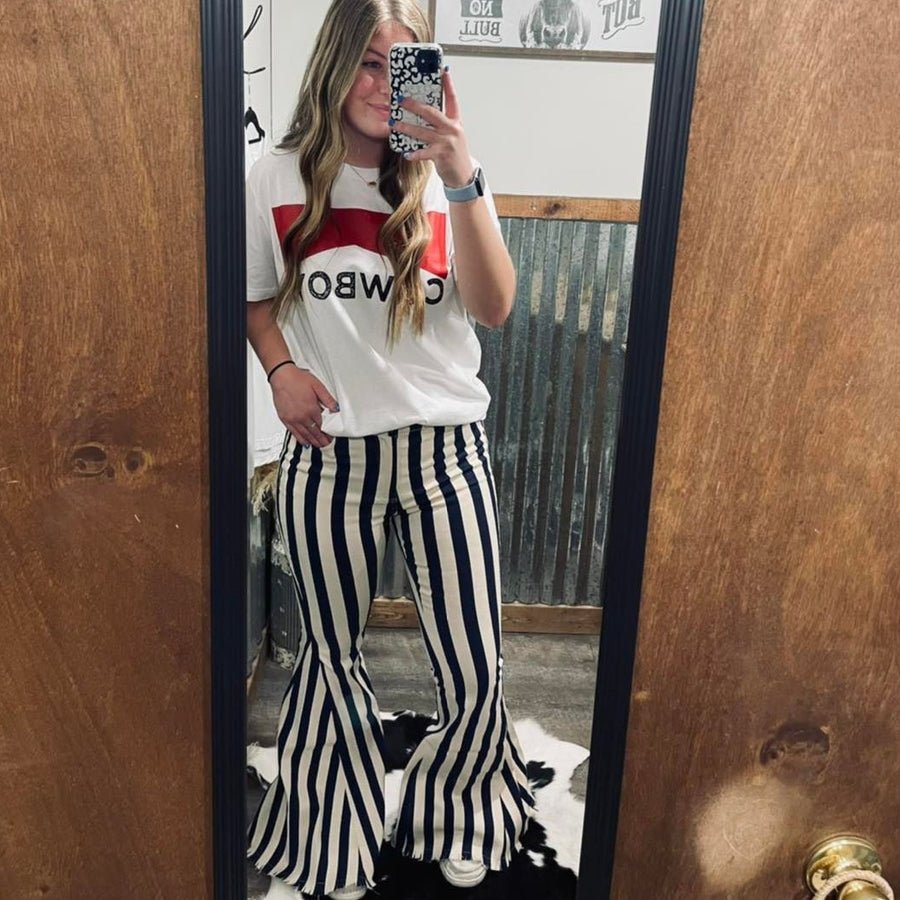 Boho Flare Striped Denim - 260 Broadway Boutique