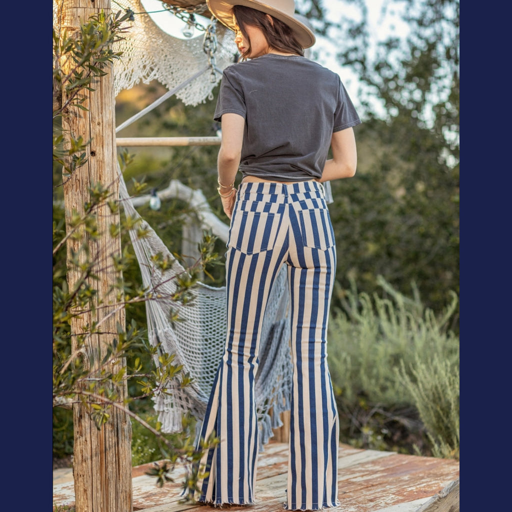 Boho Flare Striped Denim - 260 Broadway Boutique