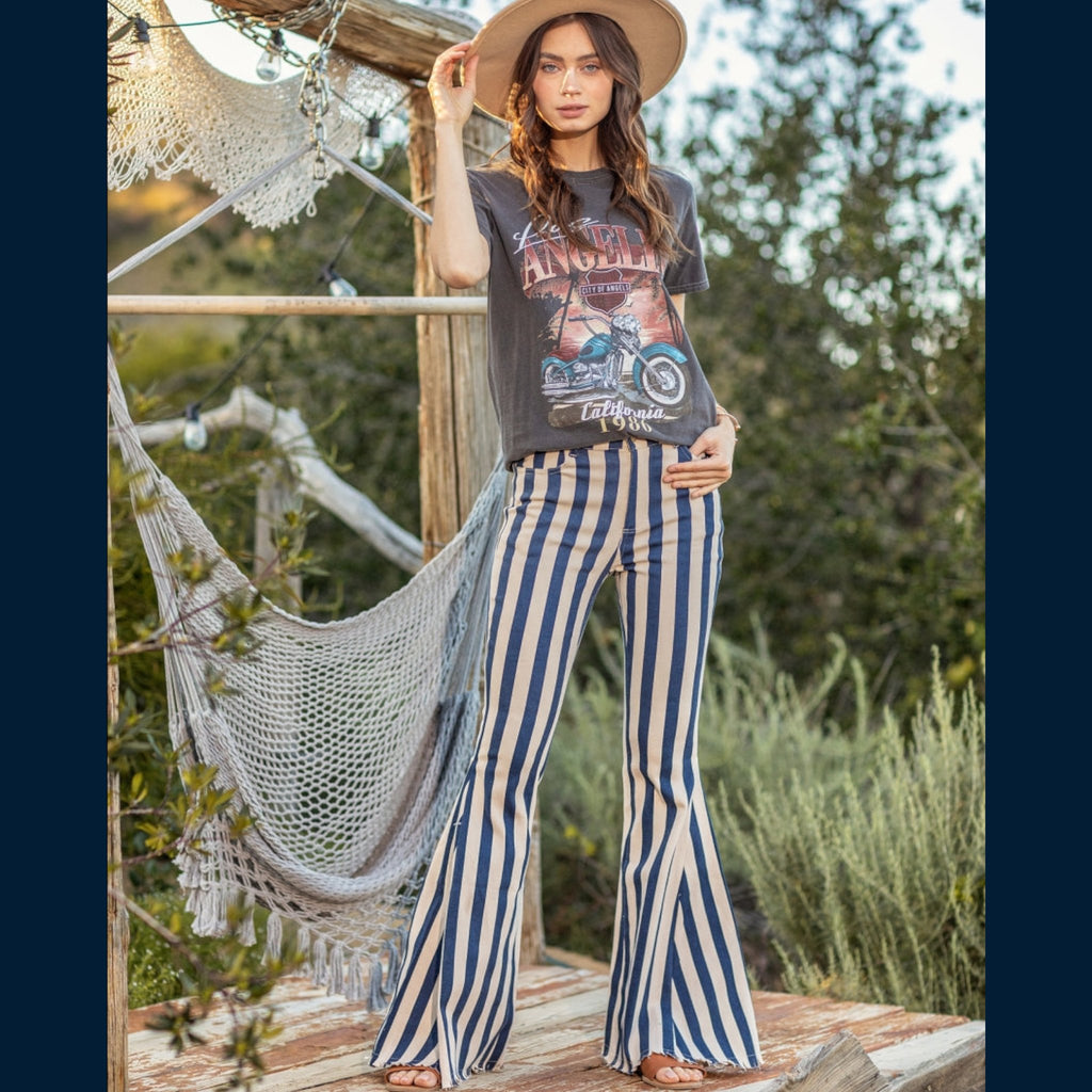 Boho Flare Striped Denim - 260 Broadway Boutique