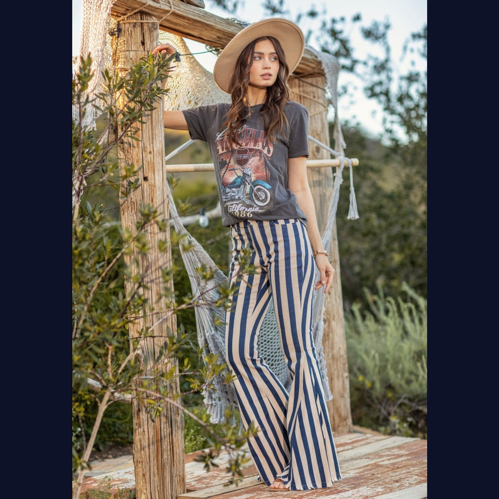 Boho Flare Striped Denim - 260 Broadway Boutique