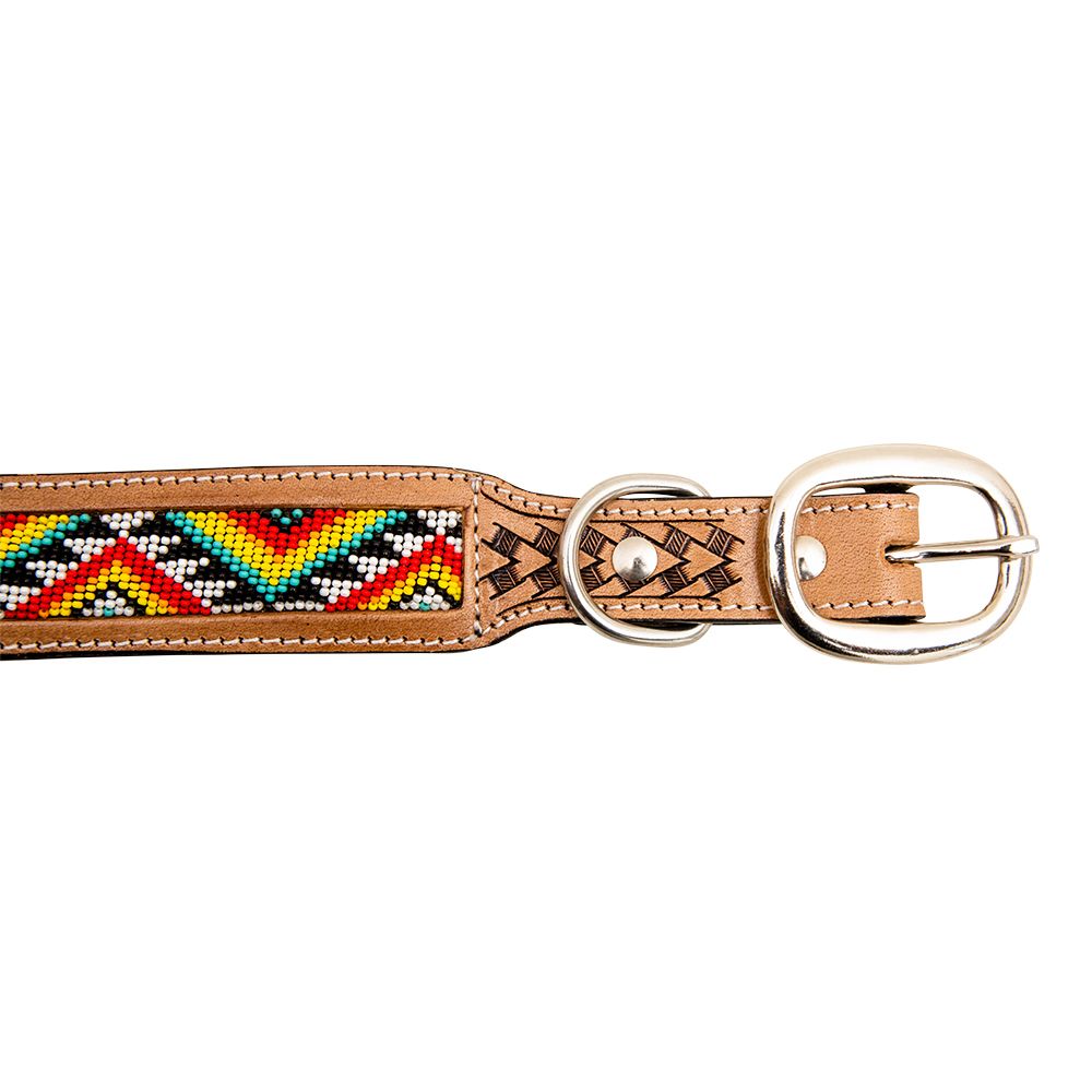 Bonjour Hand - Tooled Beaded Dog Collar - 260 Broadway Boutique