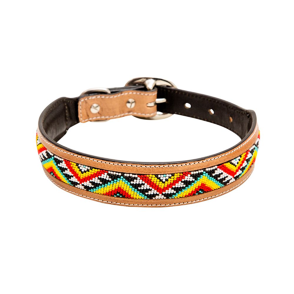 Bonjour Hand - Tooled Beaded Dog Collar - 260 Broadway Boutique