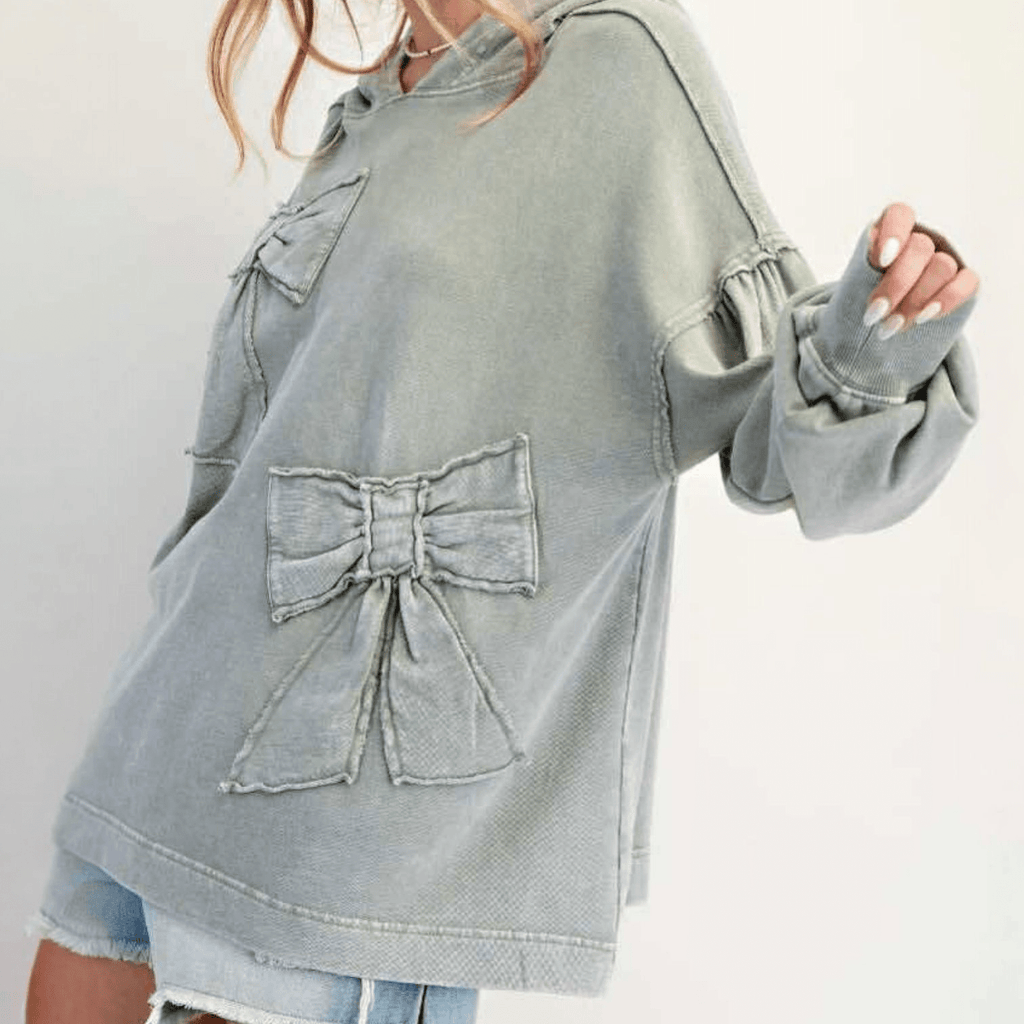 Bow Hoodie Pullover - 260 Broadway Boutique