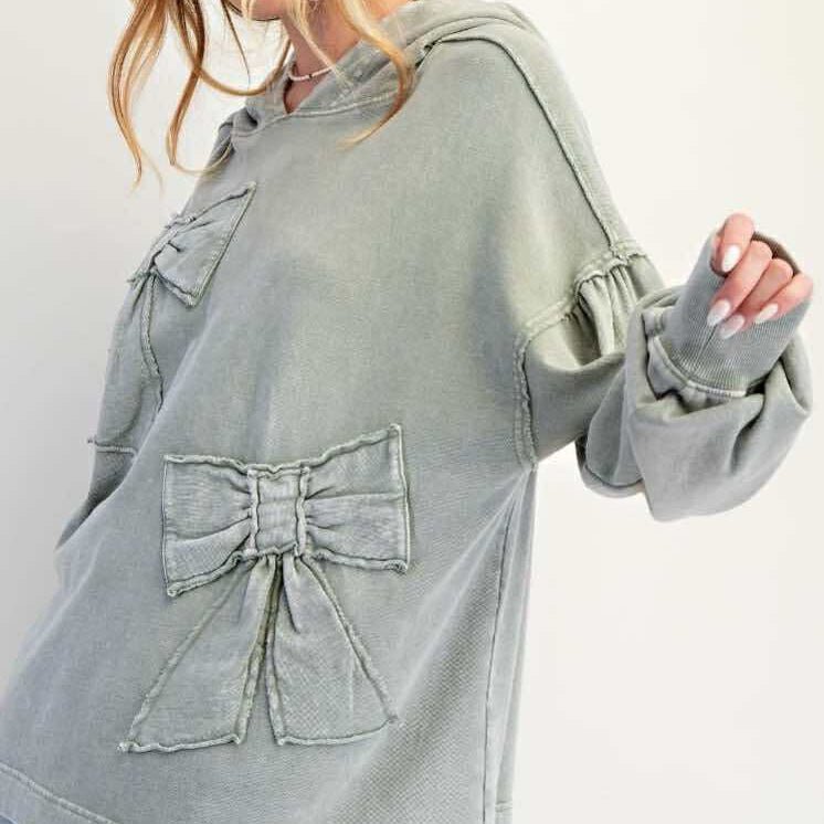 Bow Hoodie Pullover - 260 Broadway Boutique