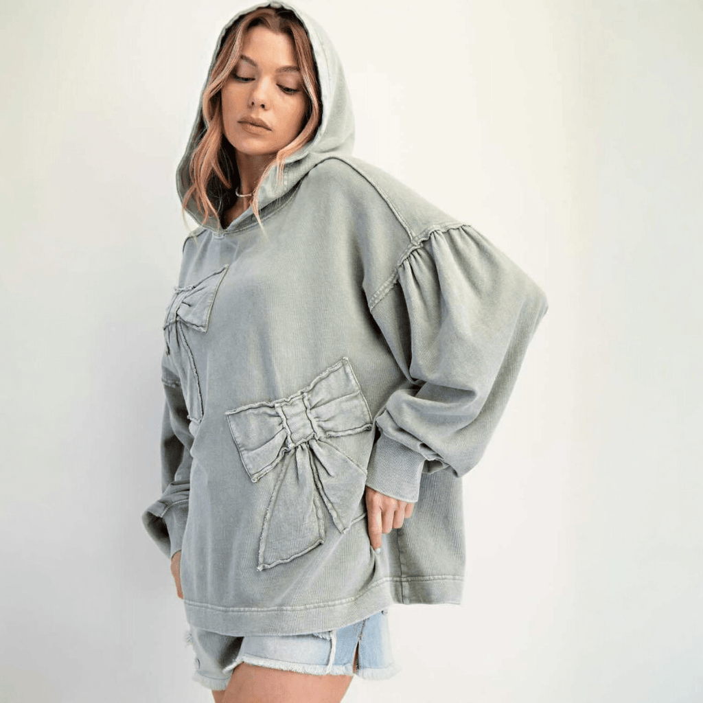 Bow Hoodie Pullover - 260 Broadway Boutique